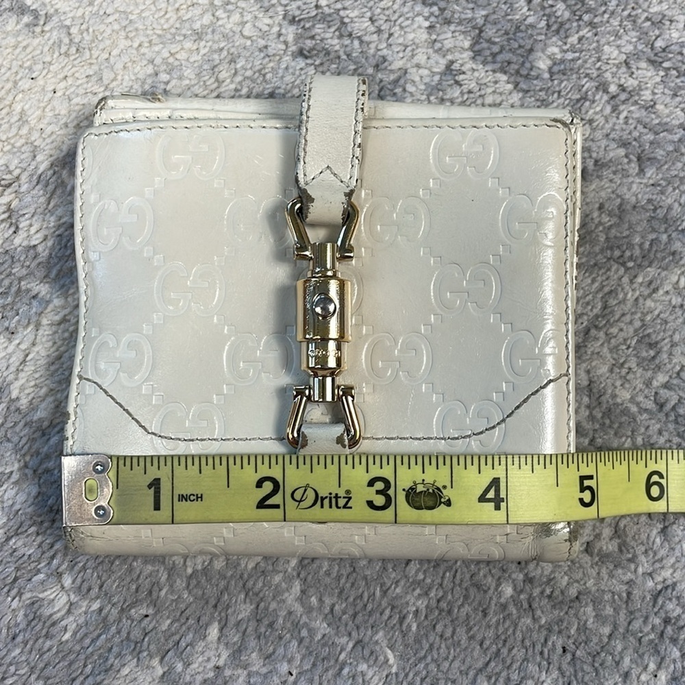 Gucci Guccissima Leather GG Logo Compact Bifold Wallet Piston Jackie Ivory - Picture 9 of 17